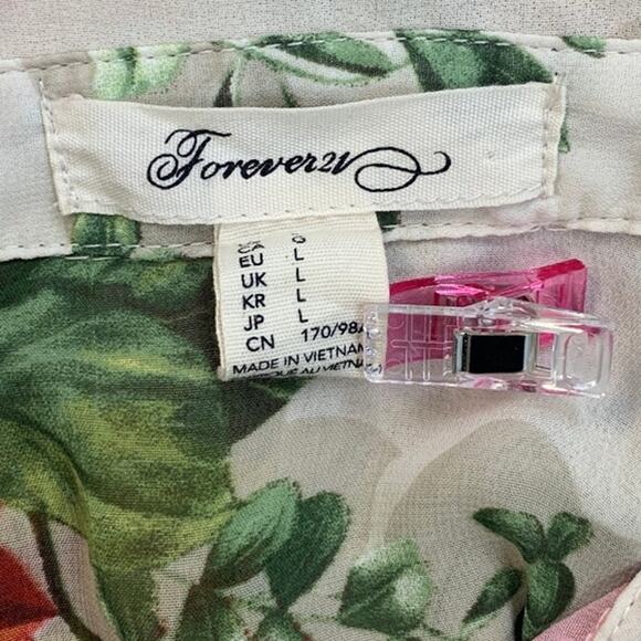 Forever 21 Womens Large Sheer Lightweight Floral Button Down Long Sleeve Blouse - Picture 5 of 6